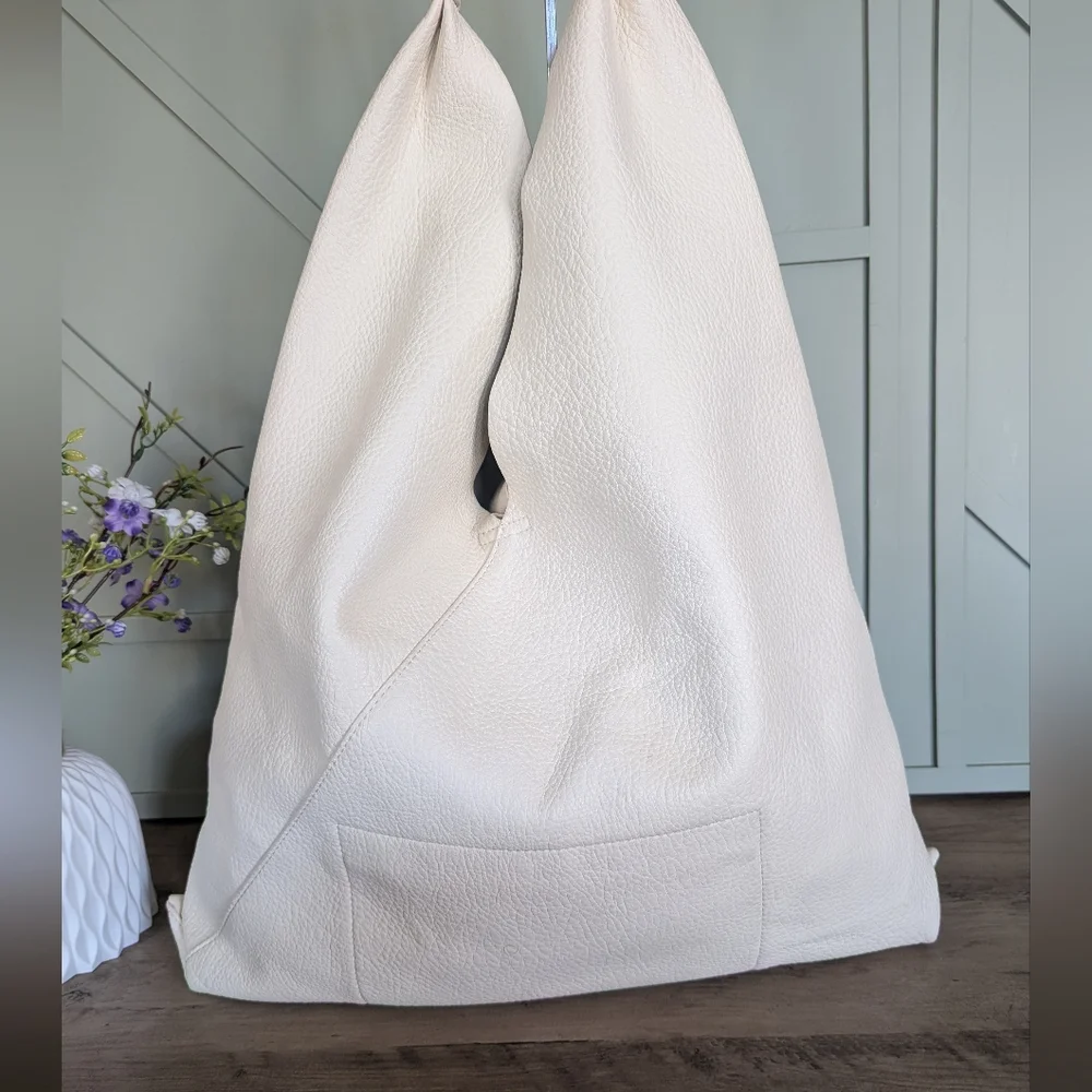 Shiraleah White Pebbled Leather Shoulder Bag with Gold Hardware